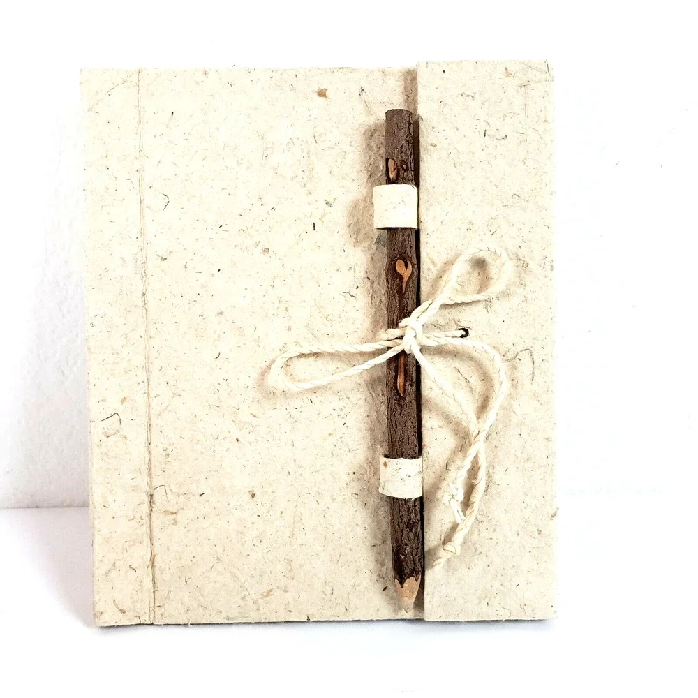 Handmade Seeded Recycled Texture Notebook Journal 56 Pages & Pencil Sketchbook
